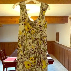 Satin floral knee length dress